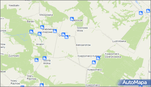 mapa Aleksandrów gmina Gościeradów, Aleksandrów gmina Gościeradów na mapie Targeo