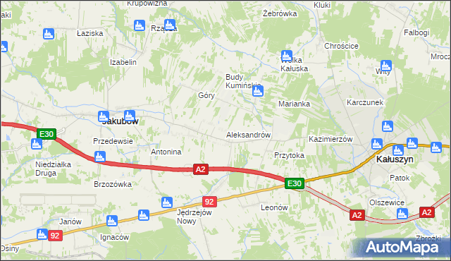 mapa Aleksandrów gmina Jakubów, Aleksandrów gmina Jakubów na mapie Targeo