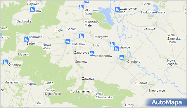 mapa Aleksandrów gmina Pińczów, Aleksandrów gmina Pińczów na mapie Targeo