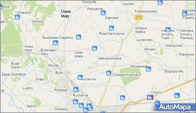 mapa Aleksandrówka gmina Koło, Aleksandrówka gmina Koło na mapie Targeo