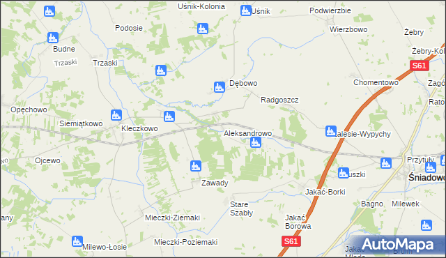 mapa Aleksandrowo gmina Troszyn, Aleksandrowo gmina Troszyn na mapie Targeo