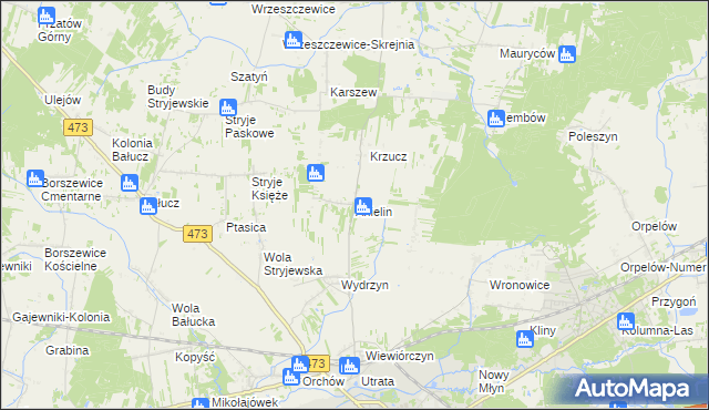 mapa Anielin gmina Łask, Anielin gmina Łask na mapie Targeo