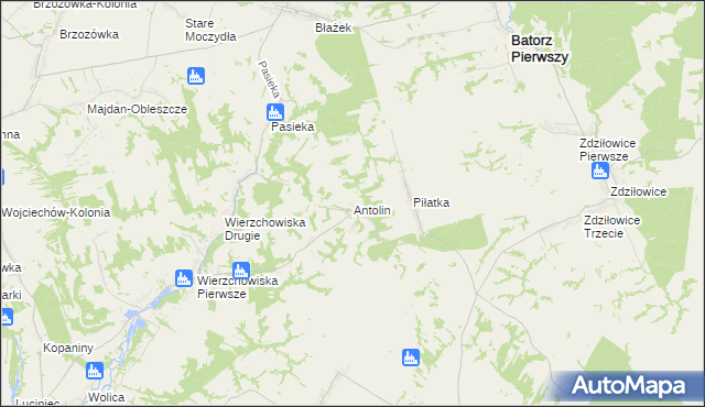 mapa Antolin gmina Modliborzyce, Antolin gmina Modliborzyce na mapie Targeo