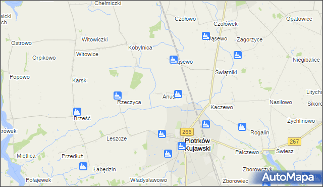 mapa Anusin gmina Piotrków Kujawski, Anusin gmina Piotrków Kujawski na mapie Targeo