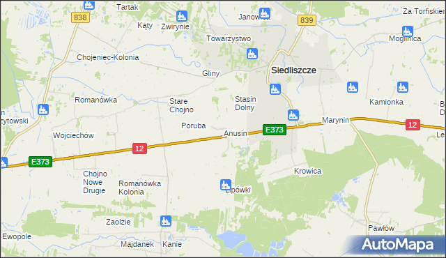 mapa Anusin gmina Siedliszcze, Anusin gmina Siedliszcze na mapie Targeo