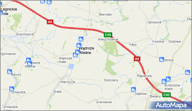 mapa Augustów gmina Wądroże Wielkie, Augustów gmina Wądroże Wielkie na mapie Targeo