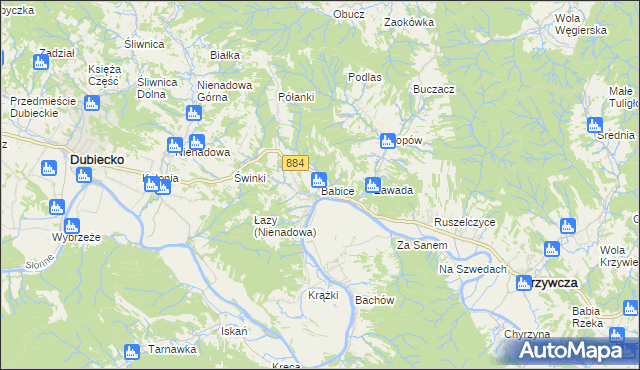 mapa Babice gmina Krzywcza, Babice gmina Krzywcza na mapie Targeo
