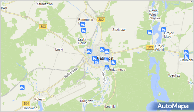 mapa Babimost, Babimost na mapie Targeo