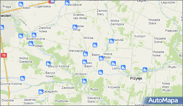 mapa Babin gmina Przyłęk, Babin gmina Przyłęk na mapie Targeo