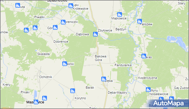 mapa Bąkowa Góra, Bąkowa Góra na mapie Targeo