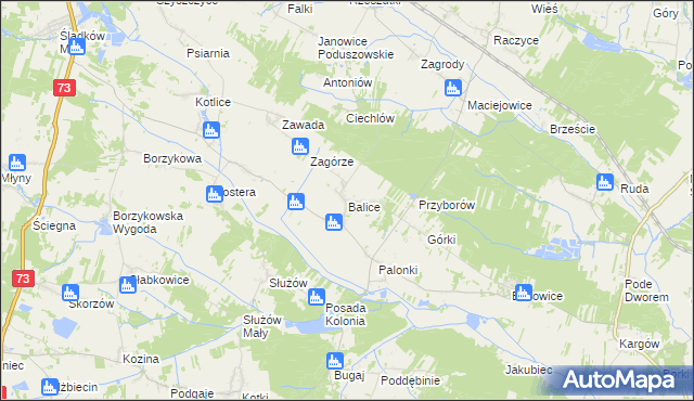 mapa Balice gmina Gnojno, Balice gmina Gnojno na mapie Targeo