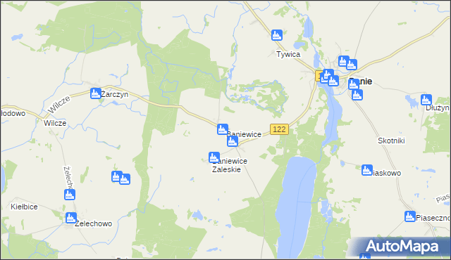 mapa Baniewice, Baniewice na mapie Targeo