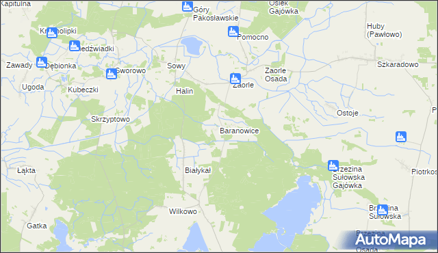 mapa Baranowice gmina Milicz, Baranowice gmina Milicz na mapie Targeo