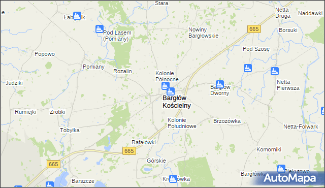 mapa Bargłów Kościelny, Bargłów Kościelny na mapie Targeo