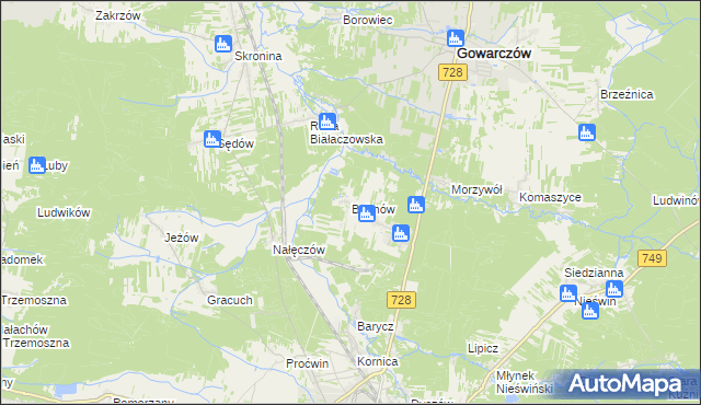 mapa Bębnów gmina Gowarczów, Bębnów gmina Gowarczów na mapie Targeo