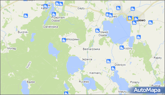 mapa Bednarzówka gmina Zalewo, Bednarzówka gmina Zalewo na mapie Targeo