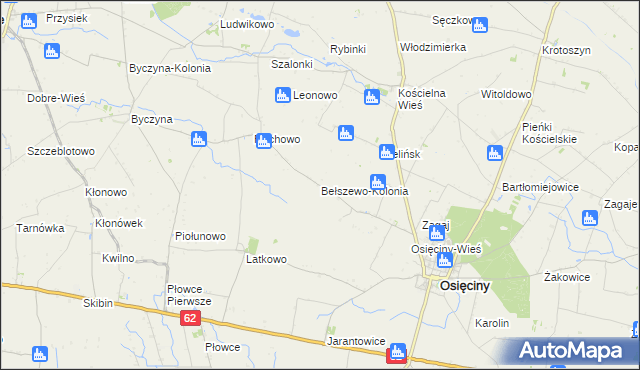 mapa Bełszewo-Kolonia, Bełszewo-Kolonia na mapie Targeo