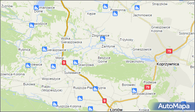 mapa Beszyce Górne, Beszyce Górne na mapie Targeo