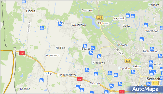 mapa Bezrzecze, Bezrzecze na mapie Targeo