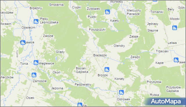 mapa Biadaszki gmina Galewice, Biadaszki gmina Galewice na mapie Targeo