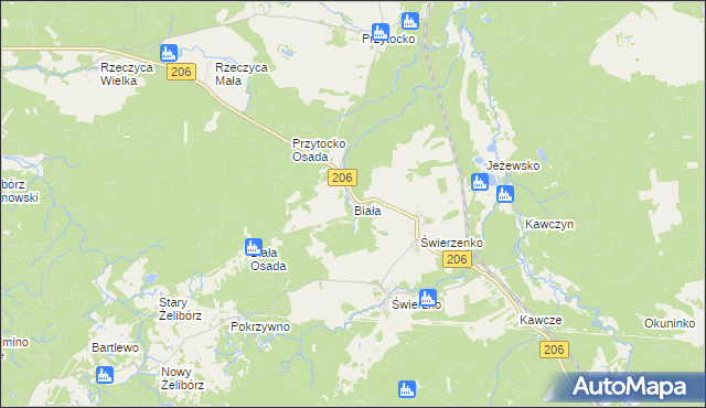 mapa Biała gmina Miastko, Biała gmina Miastko na mapie Targeo
