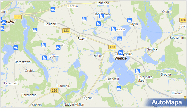 mapa Białcz gmina Chrzypsko Wielkie, Białcz gmina Chrzypsko Wielkie na mapie Targeo