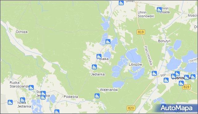 mapa Białka gmina Dębowa Kłoda, Białka gmina Dębowa Kłoda na mapie Targeo