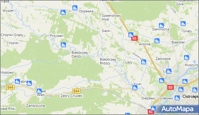 mapa Białobrzeg Bliższy, Białobrzeg Bliższy na mapie Targeo