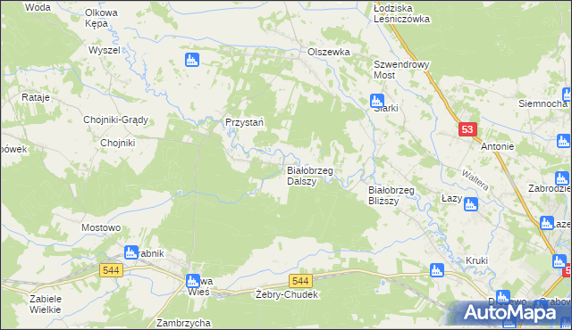 mapa Białobrzeg Dalszy, Białobrzeg Dalszy na mapie Targeo