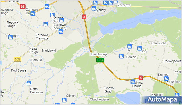 mapa Białobrzegi gmina Augustów, Białobrzegi gmina Augustów na mapie Targeo