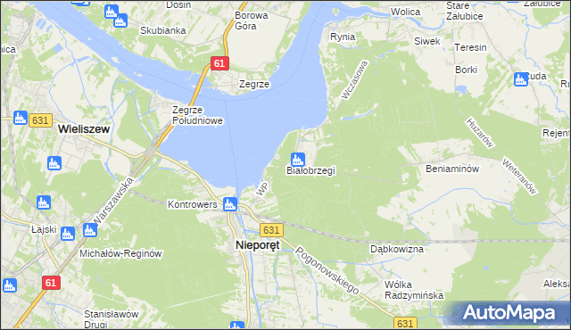 mapa Białobrzegi gmina Nieporęt, Białobrzegi gmina Nieporęt na mapie Targeo