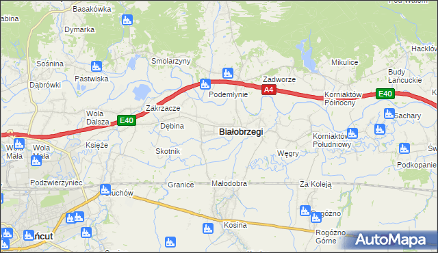 mapa Białobrzegi powiat łańcucki, Białobrzegi powiat łańcucki na mapie Targeo