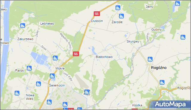 mapa Białochowo, Białochowo na mapie Targeo