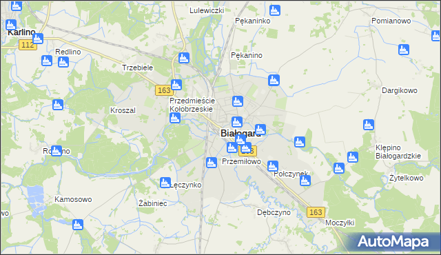 mapa Białogard, Białogard na mapie Targeo