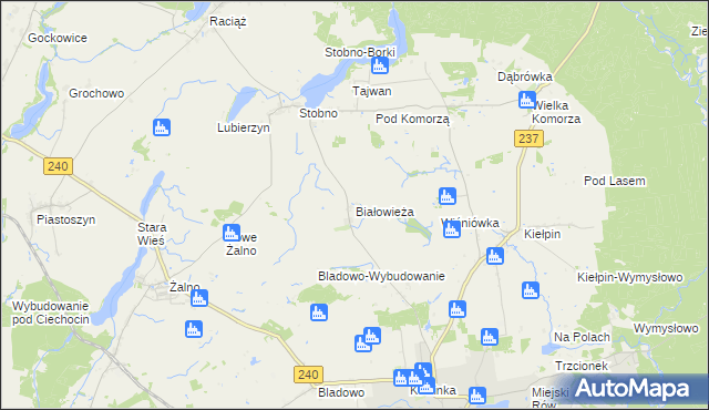 mapa Białowieża gmina Tuchola, Białowieża gmina Tuchola na mapie Targeo