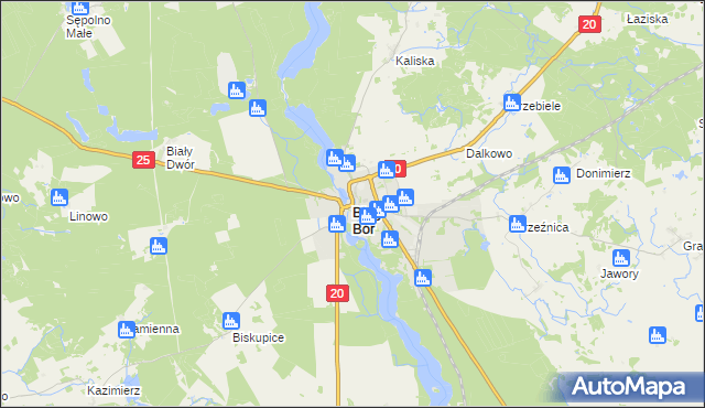 mapa Biały Bór powiat szczecinecki, Biały Bór powiat szczecinecki na mapie Targeo