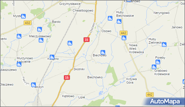 mapa Biechowo gmina Miłosław, Biechowo gmina Miłosław na mapie Targeo
