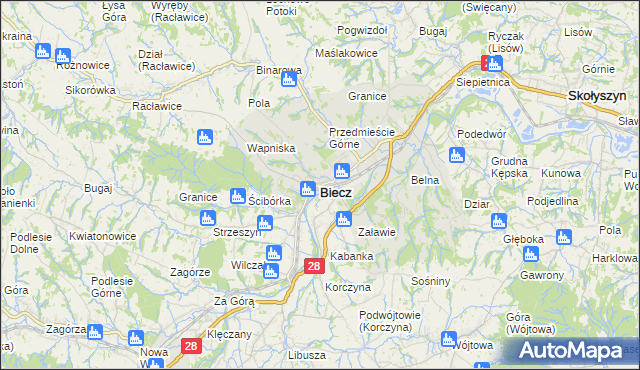 mapa Biecz powiat gorlicki, Biecz powiat gorlicki na mapie Targeo