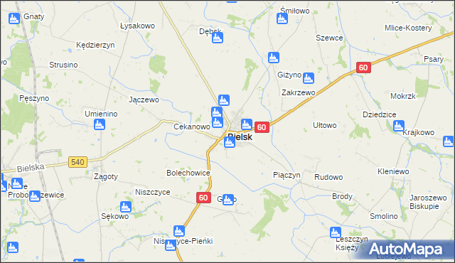 mapa Bielsk powiat płocki, Bielsk powiat płocki na mapie Targeo