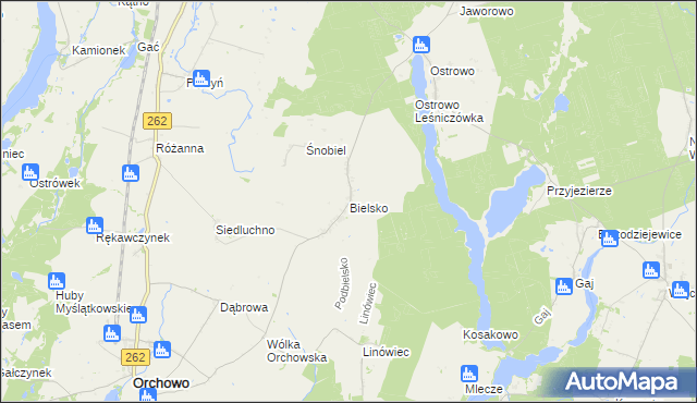 mapa Bielsko gmina Orchowo, Bielsko gmina Orchowo na mapie Targeo