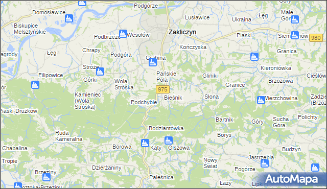 mapa Bieśnik gmina Zakliczyn, Bieśnik gmina Zakliczyn na mapie Targeo