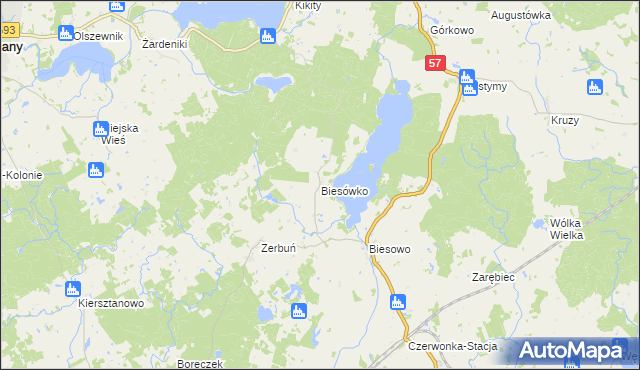 mapa Biesówko, Biesówko na mapie Targeo