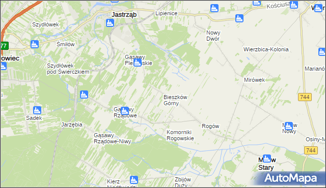 mapa Bieszków Górny, Bieszków Górny na mapie Targeo