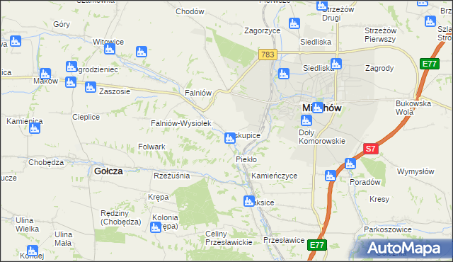 mapa Biskupice gmina Miechów, Biskupice gmina Miechów na mapie Targeo