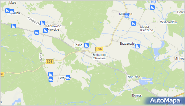 mapa Biskupice Oławskie, Biskupice Oławskie na mapie Targeo