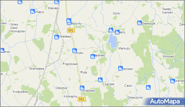 mapa Błędowo gmina Barciany, Błędowo gmina Barciany na mapie Targeo