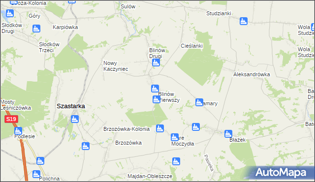 mapa Blinów Pierwszy, Blinów Pierwszy na mapie Targeo