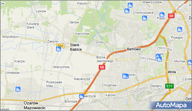 mapa Blizne Jasińskiego, Blizne Jasińskiego na mapie Targeo