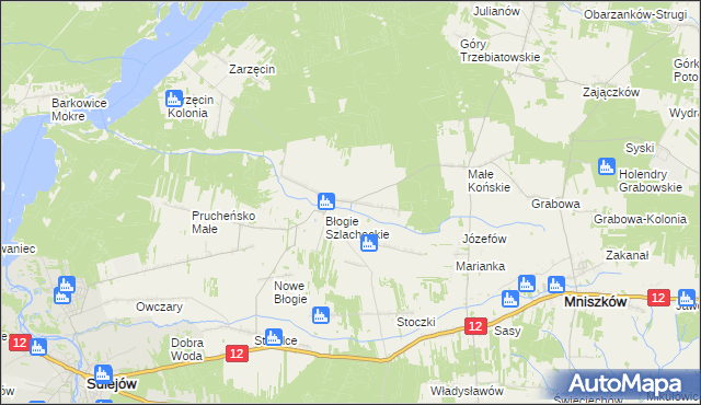 mapa Błogie Rządowe, Błogie Rządowe na mapie Targeo