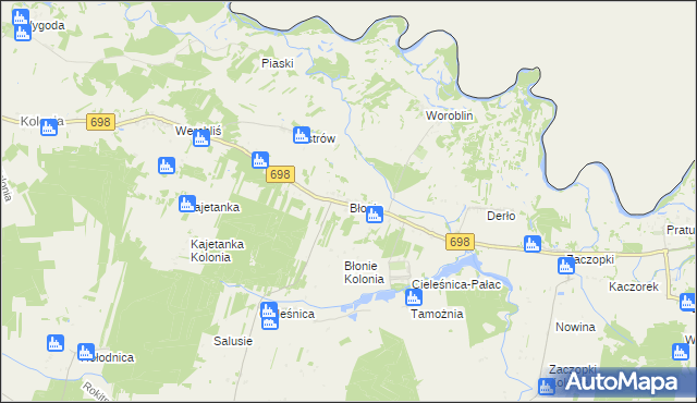 mapa Błonie gmina Janów Podlaski, Błonie gmina Janów Podlaski na mapie Targeo